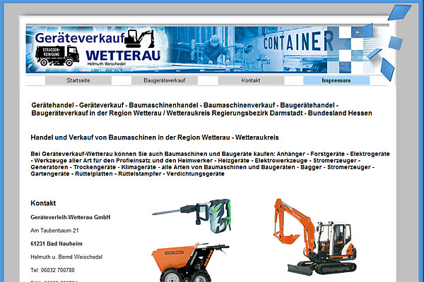 Ger�teverkauf Wetterau Baumaschinenverkauf - Baumaschinenhandel - Bauger�teverkauf - Bauger�tehandel - Verkaufsger�te - Baumschinen und Bauger�te kaufen bei Ger�teverkauf Wetterau