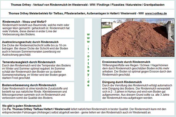 Firma Thomas Orthey Verkauf von Rindenmulch / Rindenmulchverkauf